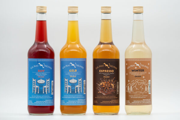 Rot, Gelb, Winter, Espresso Ouzo Anis Spirituose